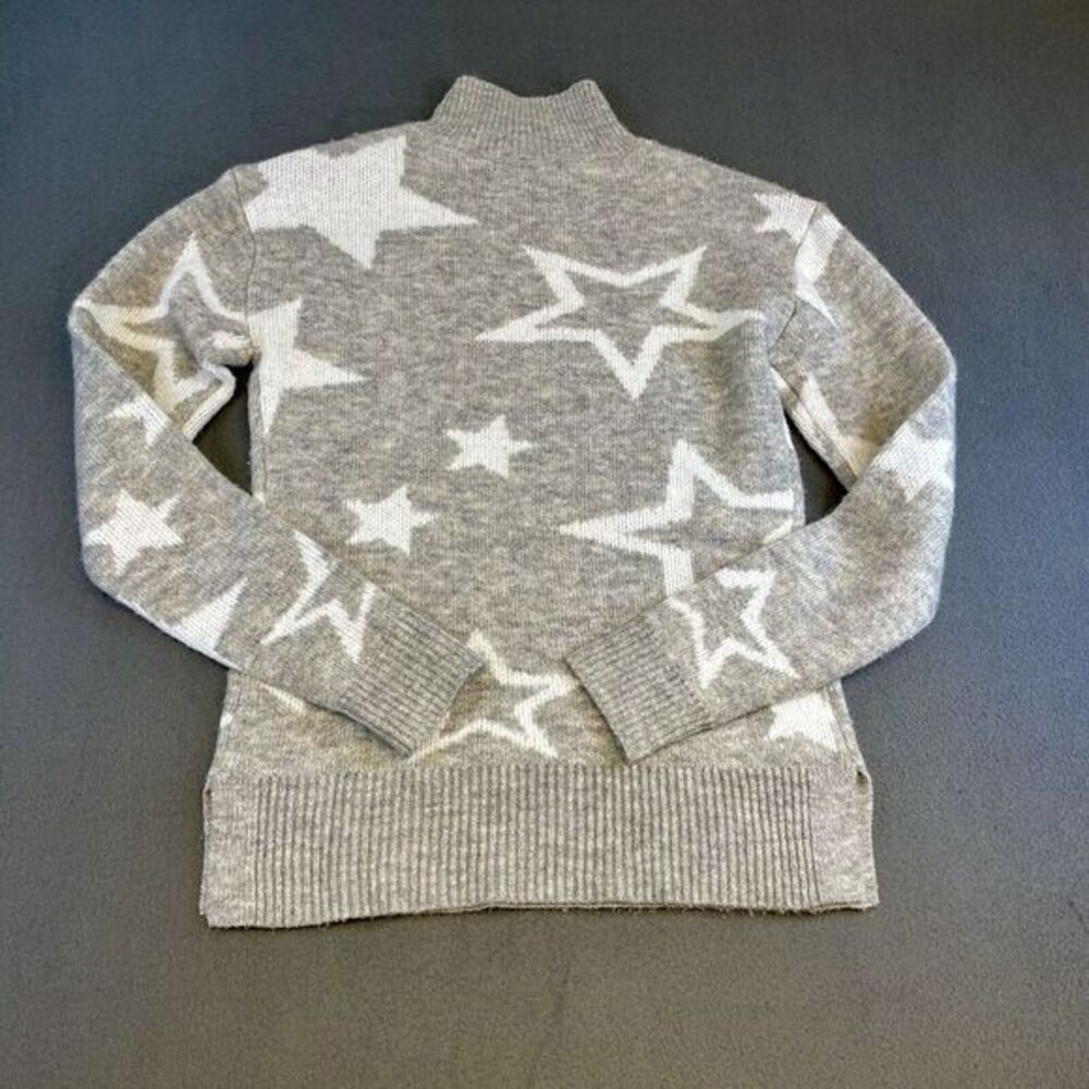 Star Print‎ Sweater Mock Neck Pullover Long Sleeve Knit Top